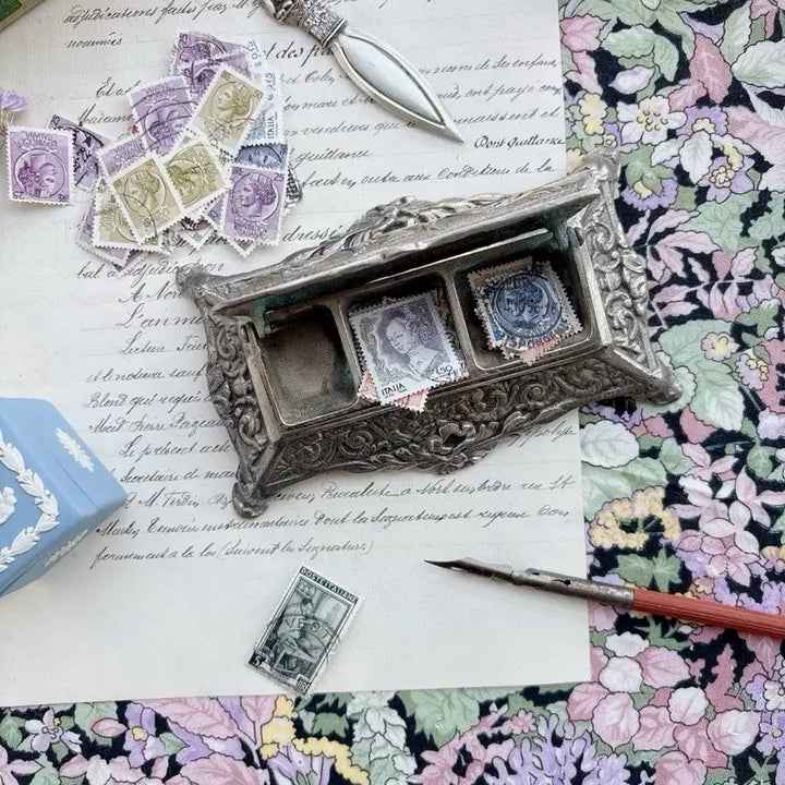 [BUNJANG] Antique Rococo Bronze Stamp Box / 앤틱 로코코 브론즈 스탬프박스