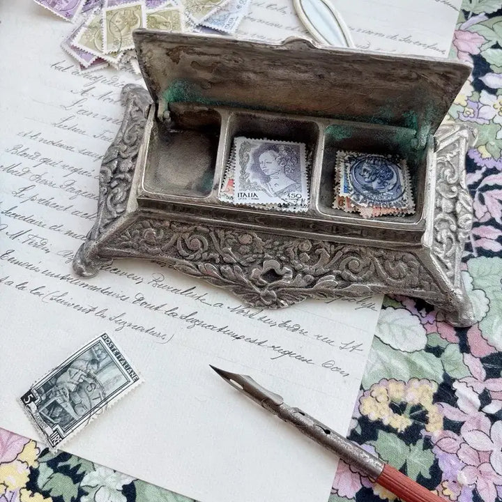 [BUNJANG] Antique Rococo Bronze Stamp Box / 앤틱 로코코 브론즈 스탬프박스