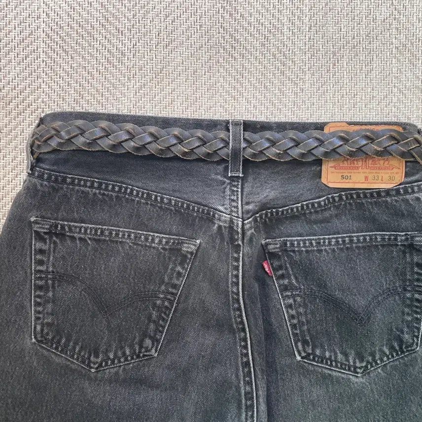 [BUNJANG] Vintage Gap Braided Leather Belt with Silver Buckle / 빈티지 갭 브레이디드 실버버클 레더 벨트