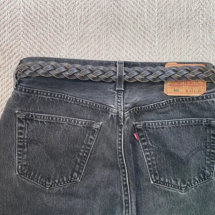 [BUNJANG] Vintage Gap Braided Leather Belt with Silver Buckle / 빈티지 갭 브레이디드 실버버클 레더 벨트
