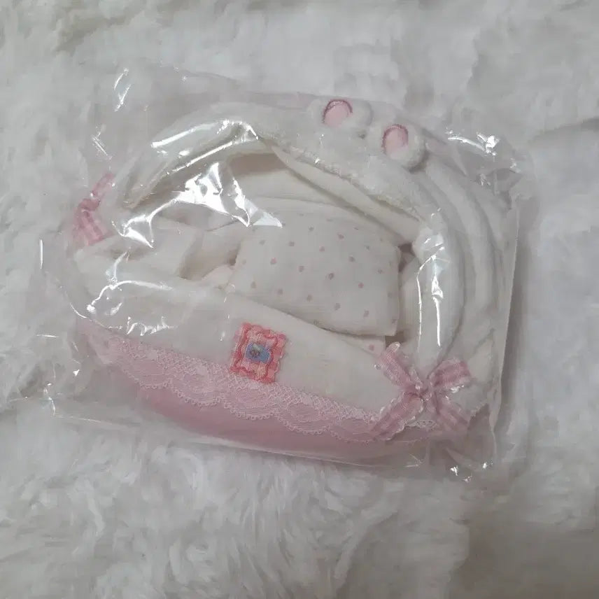 [BUNJANG] White Cradle with Lace and Ribbon for 10cm Plushies and Manju Dolls / 10cm누이 만쥬 인형 요람 침대 유모차