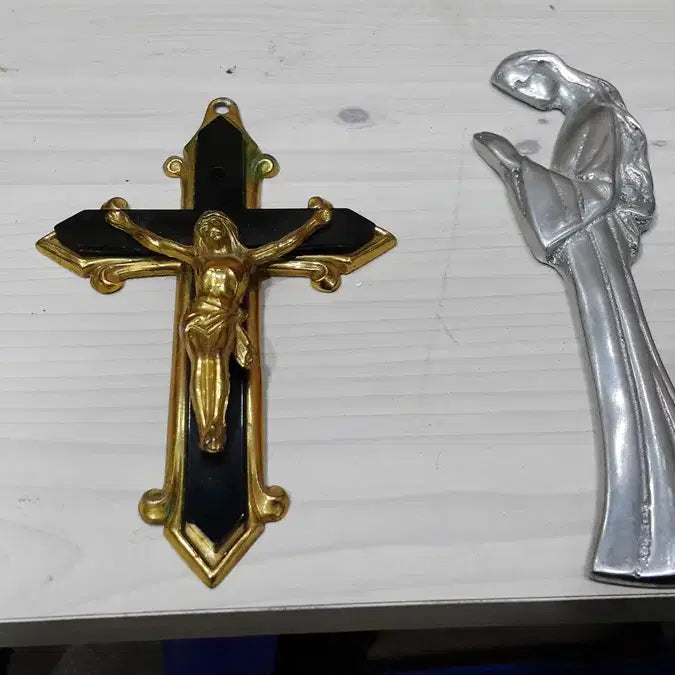 [BUNJANG] Vintage American Christian Cross and Madonna Statue / 미국 십자가와 마리아상