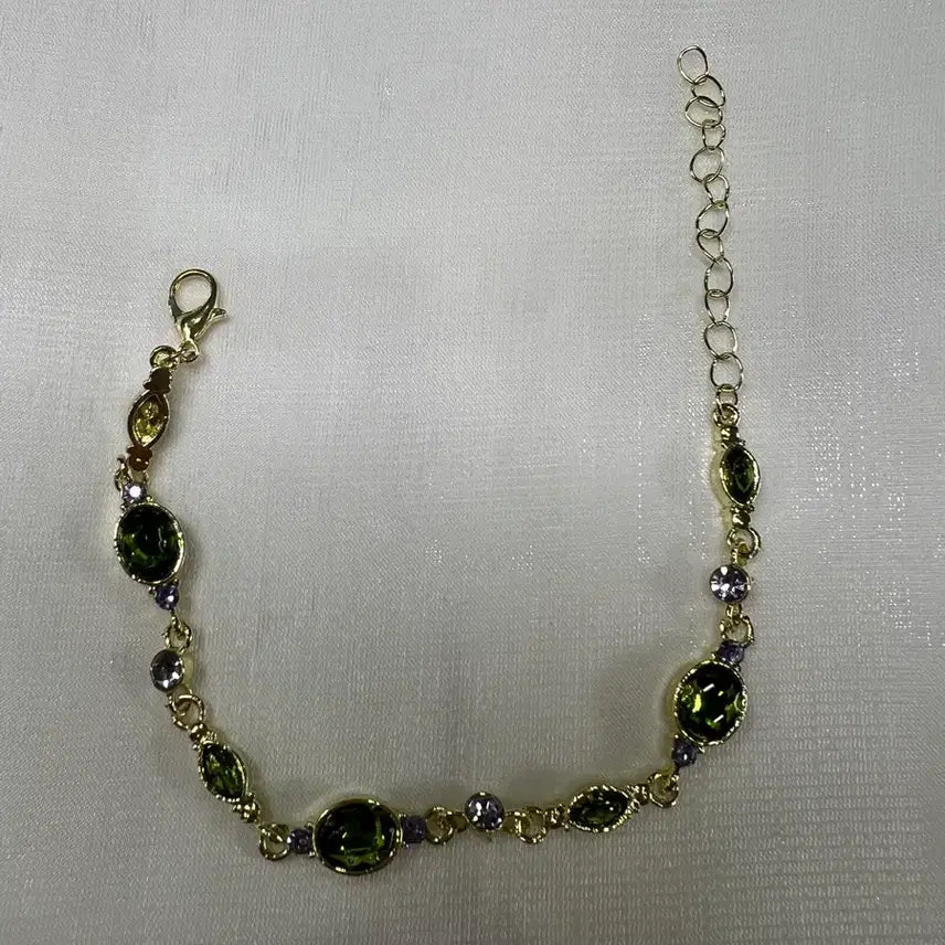 [BUNJANG] Gold Green/Purple Jewel Bracelet (New) / 골드 그린/보라 쥬얼리 팔찌(새상품)B0298