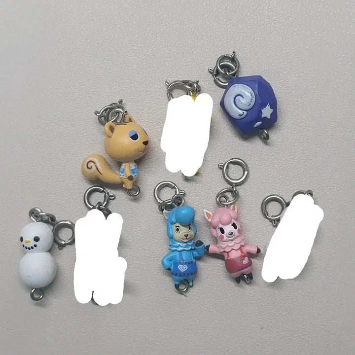 [BUNJANG] Classic Animal Crossing Hanging Keychain Set (5 Types) / 고전 동물의숲 줄줄이키링 피규어 5종 일괄