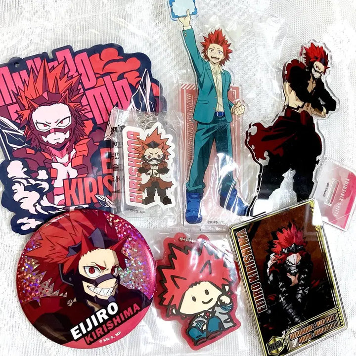 [BUNJANG] My Hero Academia Kirishima Eijiro Acrylic Stand, Can Badge, Card Bundle Set / 히로아카 키리시마 에이지로 아크릴 스테이터스 캔뱃지 일괄