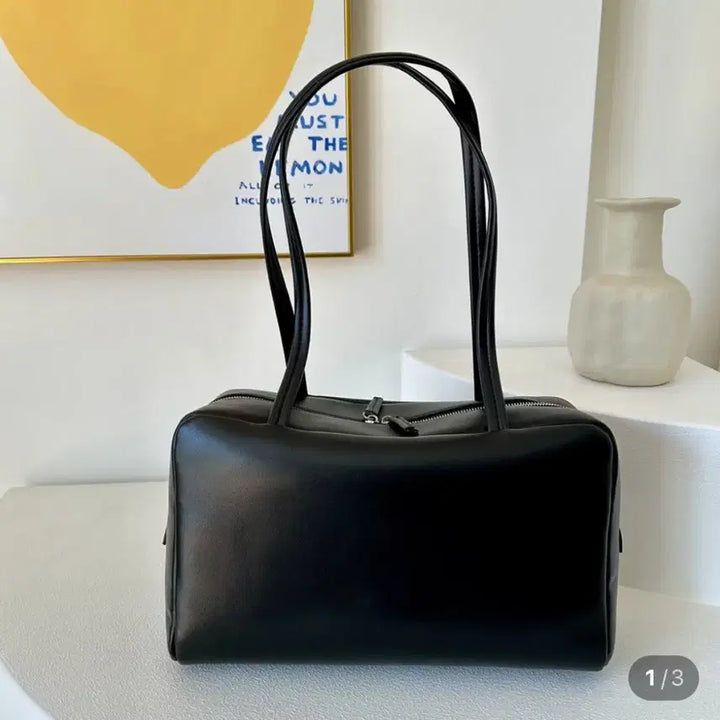 [BUNJANG] Real Lambskin Leather Square Bowling Bag - Ivory / 리얼 양가죽 스퀘어 볼링백 아이보리 (고퀄 새상품)
