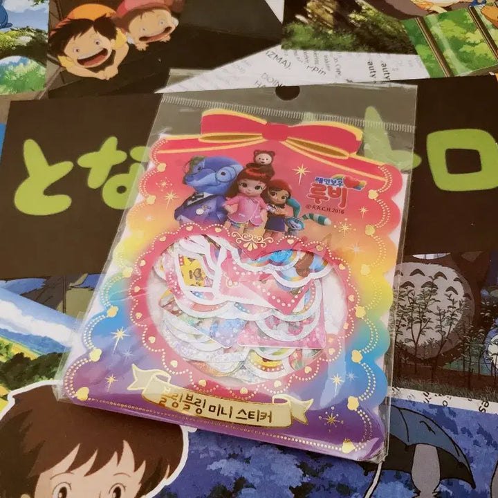 [BUNJANG] Rainbow Ruby Bling Bling Sticker Set (2 Types) Bundle / 고전문구) 레인보우 루비 블링블링 스티커 2종 세트 일괄