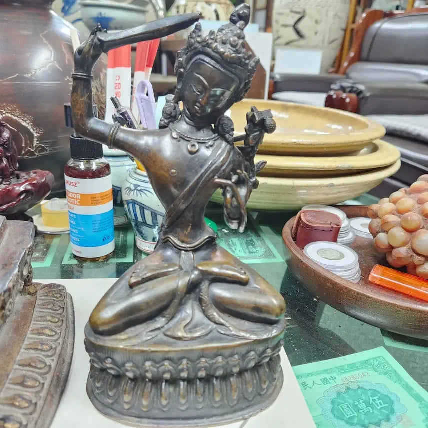 [BUNJANG] Tibetan Bronze Manjushri Seated Statue / 티베트 청동 문수보살 좌상 불상
