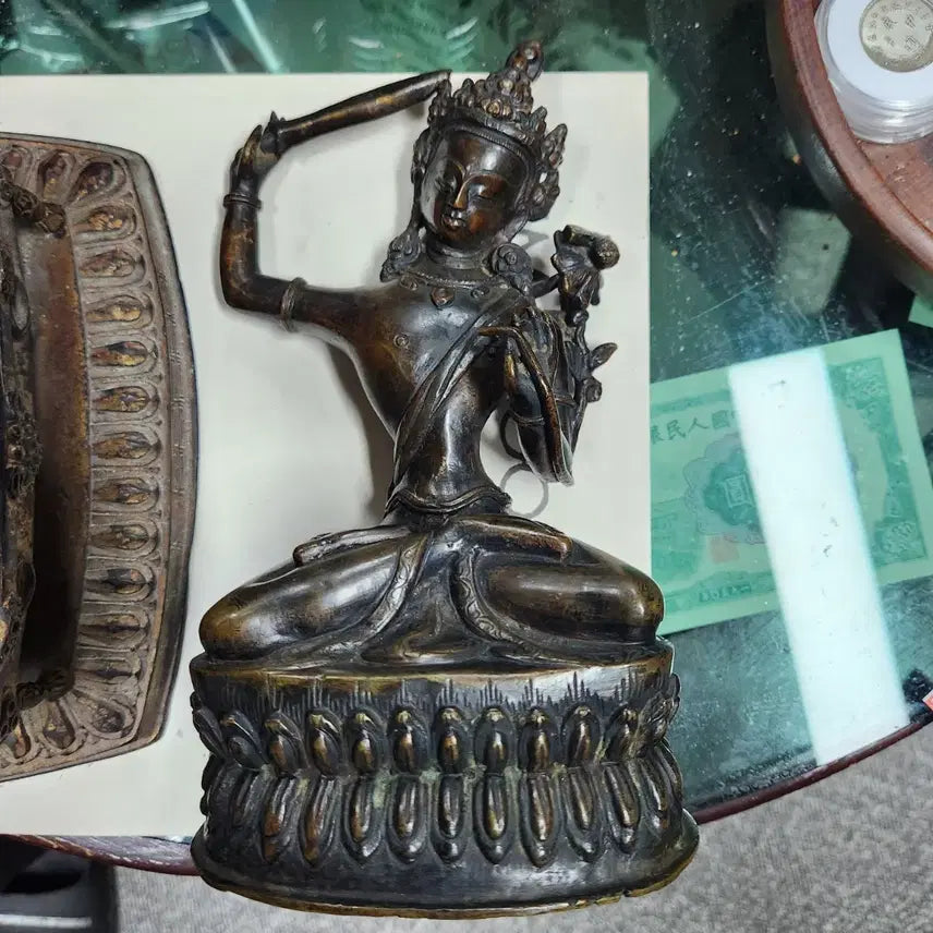 [BUNJANG] Tibetan Bronze Manjushri Seated Statue / 티베트 청동 문수보살 좌상 불상