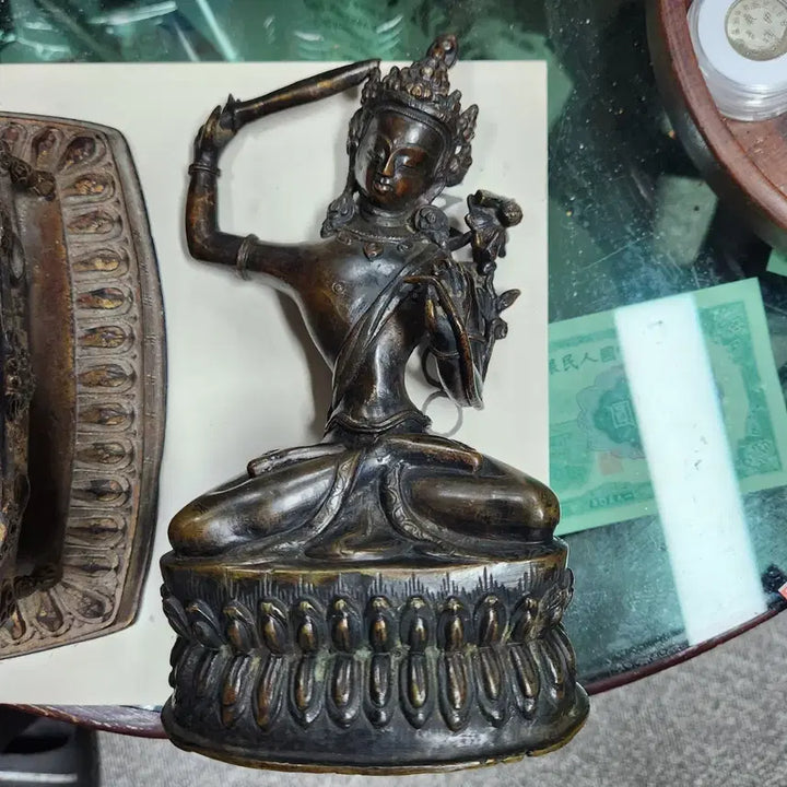 [BUNJANG] Tibetan Bronze Manjushri Seated Statue / 티베트 청동 문수보살 좌상 불상