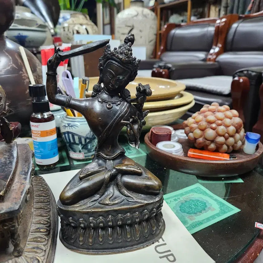 [BUNJANG] Tibetan Bronze Manjushri Seated Statue / 티베트 청동 문수보살 좌상 불상