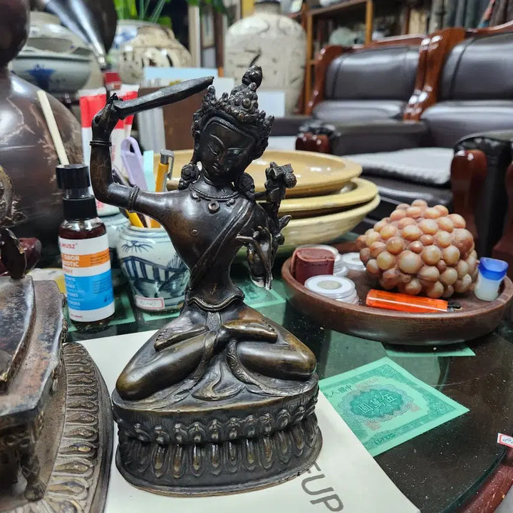 [BUNJANG] Tibetan Bronze Manjushri Seated Statue / 티베트 청동 문수보살 좌상 불상