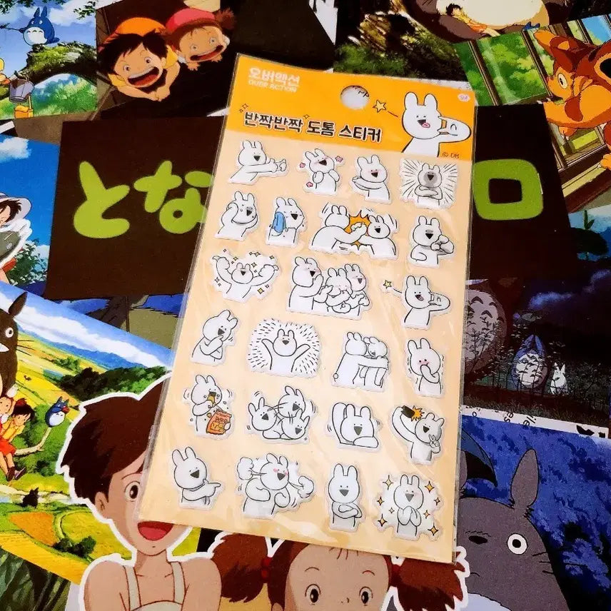 [BUNJANG] Over Action Rabbit Glittery Thick Sticker / 오버액션 토끼 반짝반짝 도톰 스티커