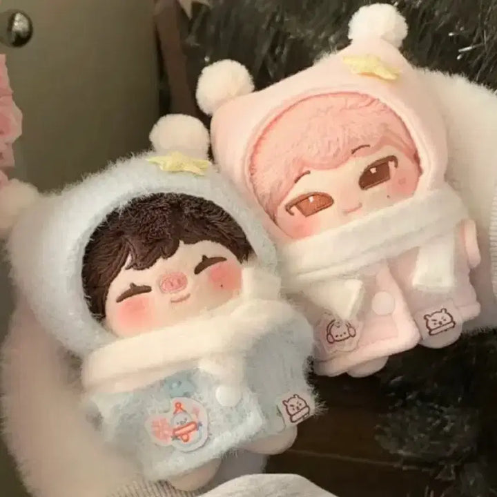 [BUNJANG] 10cm Doll Clothes Winter Coat Set (Pink/Blue) / 인형옷 외투 겨울 10cm 핑크 파랑 세트 솜인형 옷장
