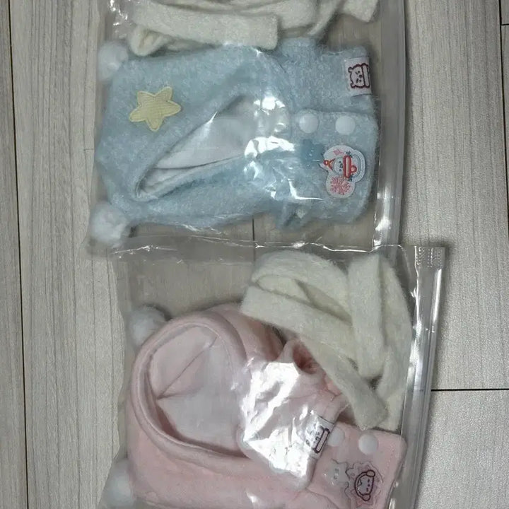 [BUNJANG] 10cm Doll Clothes Winter Coat Set (Pink/Blue) / 인형옷 외투 겨울 10cm 핑크 파랑 세트 솜인형 옷장