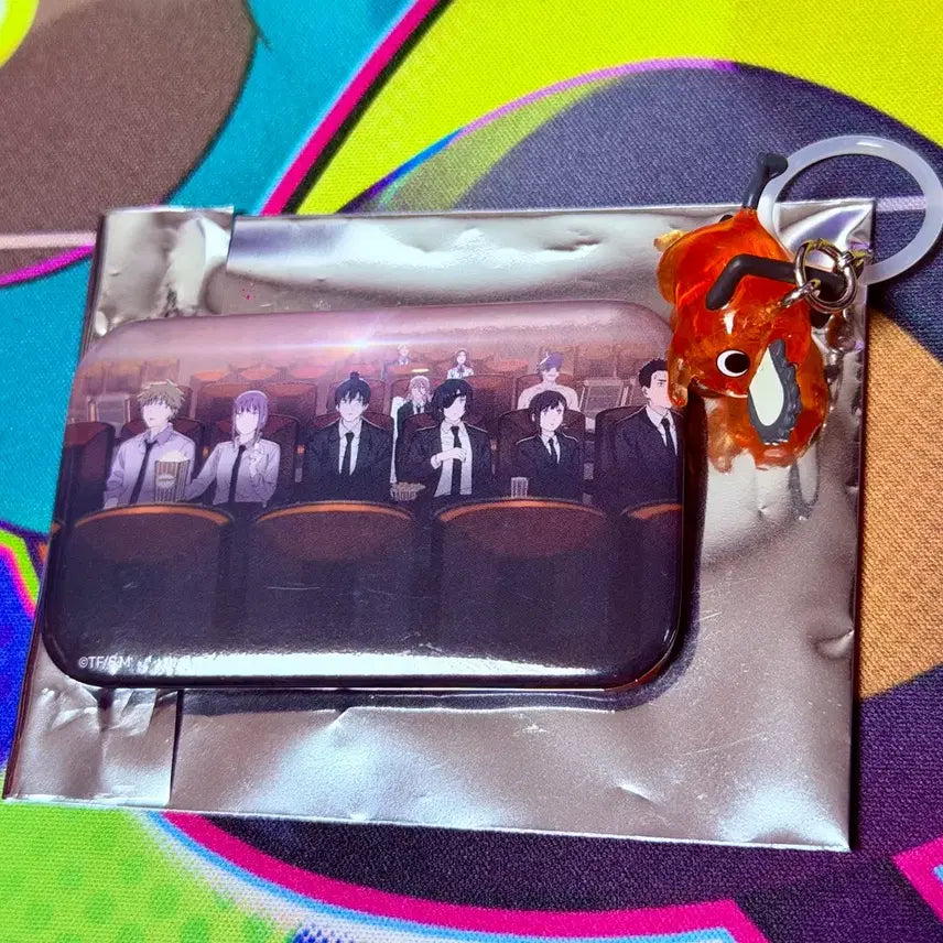 [BUNJANG] Chainsaw Man Pop-up Square Can Badge &amp; Pochita Clear Charm Set / 체인소맨 팝업 사각 캔뱃지&amp; 포치타 클리어 메지루시
