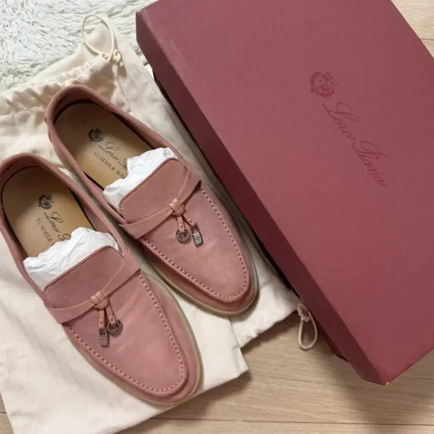 [BUNJANG] Loro Piana Summer Walk Suede Loafers Pink / 로로피아나 썸머워크 스웨이드 로퍼 핑크 35