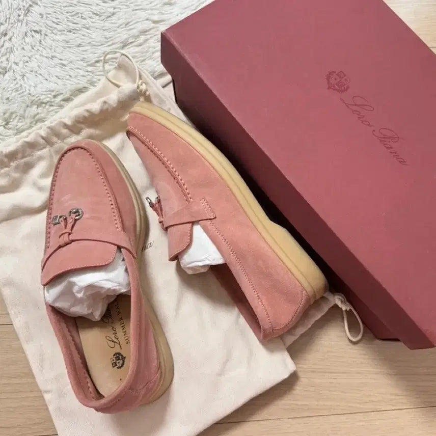 [BUNJANG] Loro Piana Summer Walk Suede Loafers Pink / 로로피아나 썸머워크 스웨이드 로퍼 핑크 35