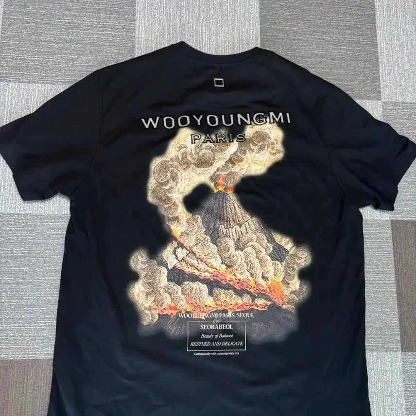 [BUNJANG] Wooyoungmi Volcano Graphic T-Shirt Black / 우영미 볼케이노  반팔 블랙 46. A급