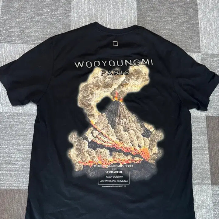 [BUNJANG] Wooyoungmi Volcano Graphic T-Shirt Black / 우영미 볼케이노  반팔 블랙 46. A급