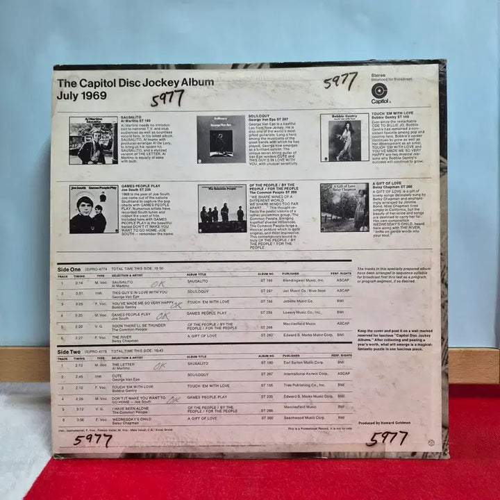 [BUNJANG] Capitol Disc Jockey Sampler LP (1969) / 캐피톨 디스크 조키 샘플러 LP (1969)