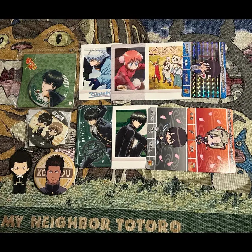 [BUNJANG] Gintama Gintoki Hijikata Kagura Shinpachi Sougo Kondo Parsha Card Badge Keychain Bundle Set / 은혼 긴토키 히지카타 카구라 신파치 소고 콘도 파샤 카드 뱃지 키링 일괄