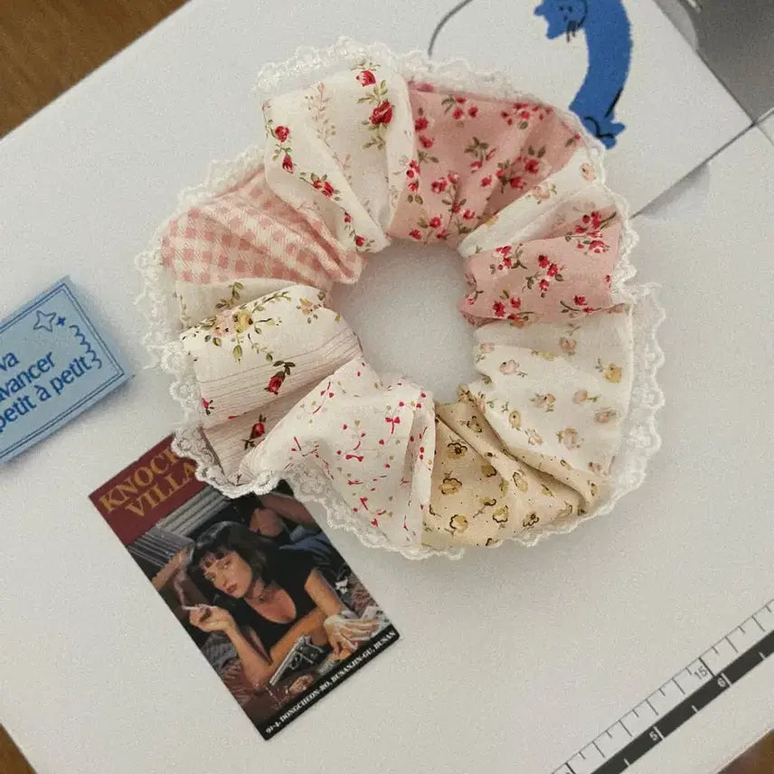 [BUNJANG] Lace Flower Scrunchie Hair Tie / 레이스 플라워 헤어 곱창밴드