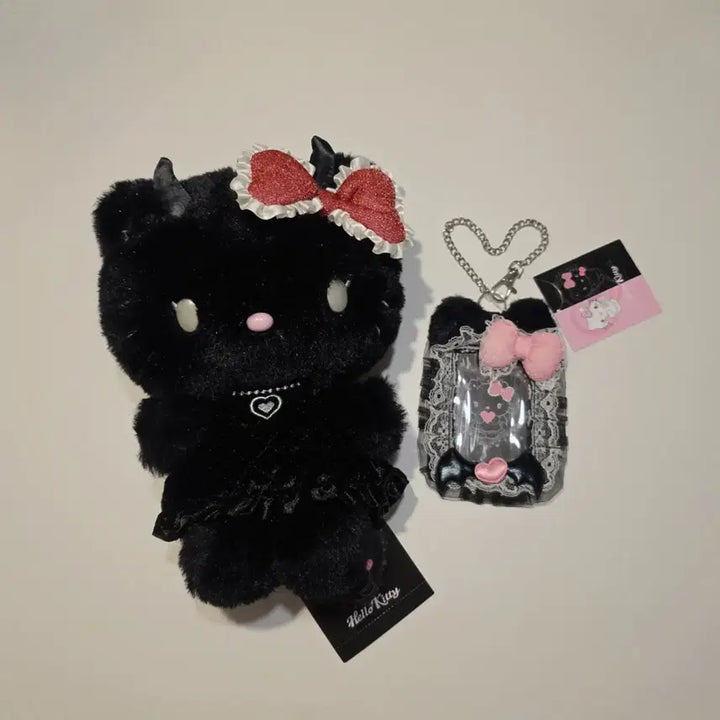 [BUNJANG] Sanrio Japan Authentic Akuma Kitty Devil Plush Doll + Devil Photocard Holder Keychain Set / 일본정품)헬로키티 악마키티 누이 인형+악마 포카홀더 키링 세트
