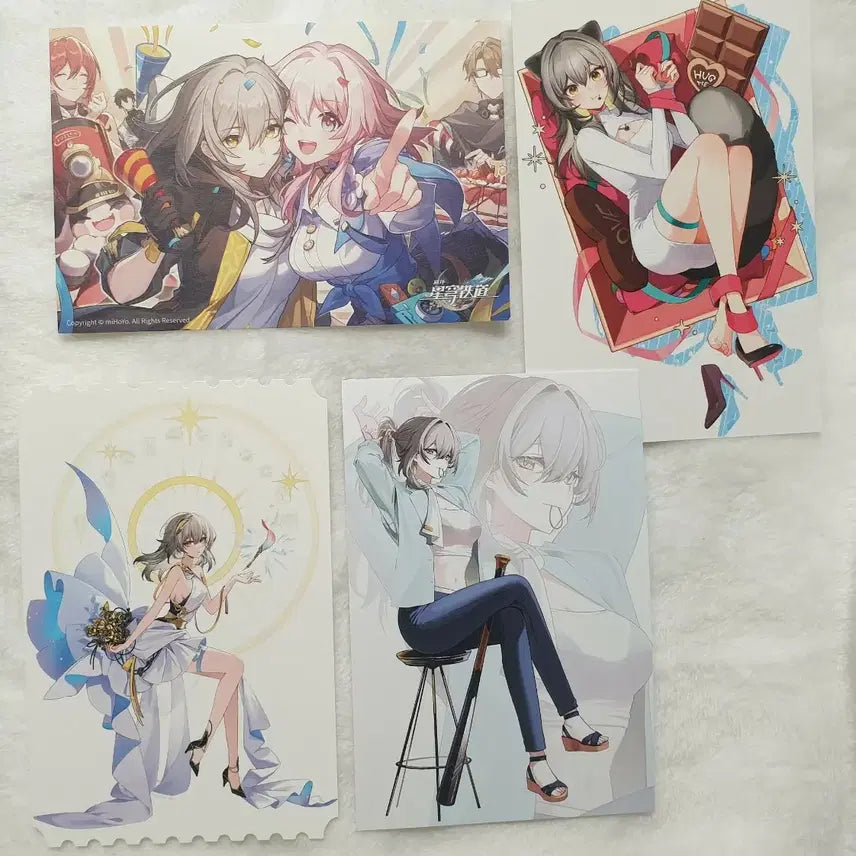 [BUNJANG] Honkai Star Rail Stelle Postcard Set (4 Types) / 붕괴스타레일 공식/비공식 스텔레 엽서 4종 일괄