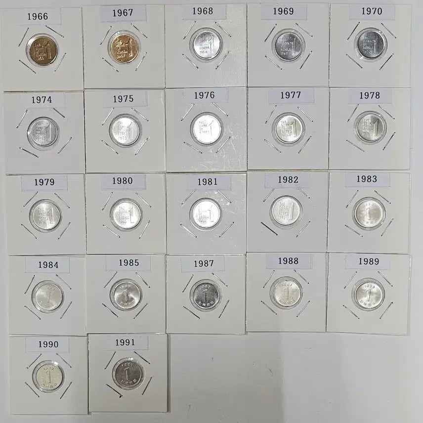 [BUNJANG] Korean 1 Won Coin Collection Set by Year / 한국 1원 동전 연도별 수집 세트