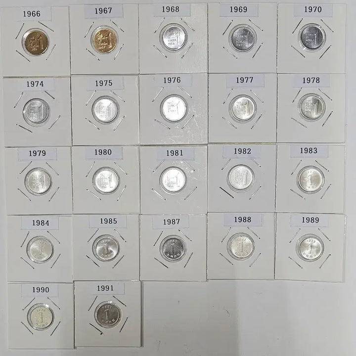 [BUNJANG] Korean 1 Won Coin Collection Set by Year / 한국 1원 동전 연도별 수집 세트