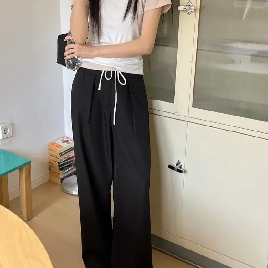 [BUNJANG] 98DoCci Banding Pintuck Slacks Pants (Charcoal, Black) / 98도씨 밴딩 슬랙스 팬츠 (차콜, 블랙)