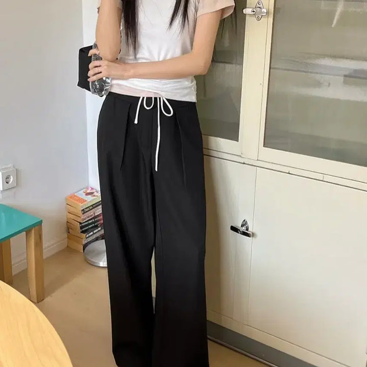 [BUNJANG] 98DoCci Banding Pintuck Slacks Pants (Charcoal, Black) / 98도씨 밴딩 슬랙스 팬츠 (차콜, 블랙)