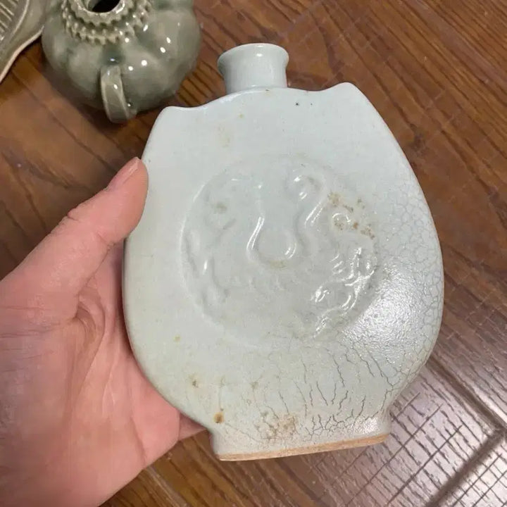 [BUNJANG] Authentic Late Qing Dynasty Longquan Celadon White Glaze Vase / 진품 청나라후기 용천요백유(운송시간13일)