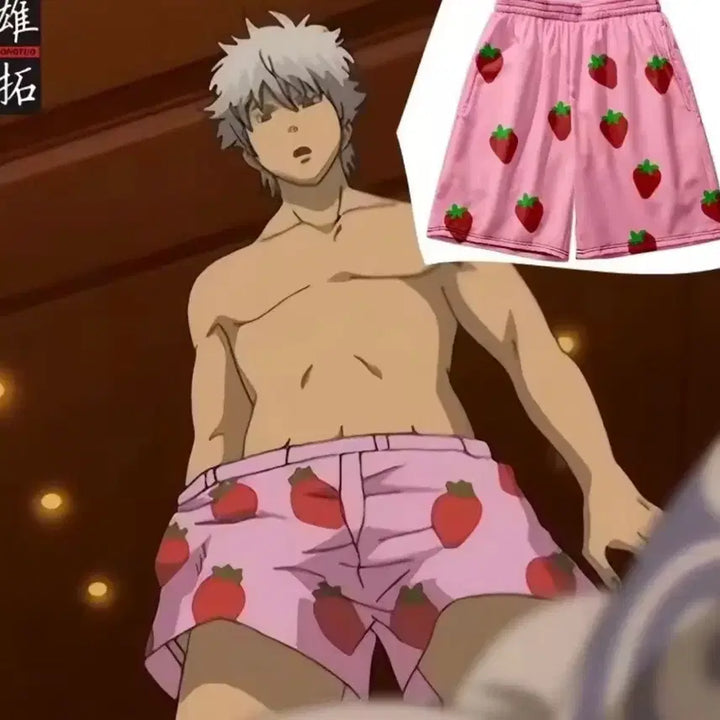 [BUNJANG] Pink Strawberry Half Pants - Size M / 새상품 은혼 분홍 딸기 반 바지 M