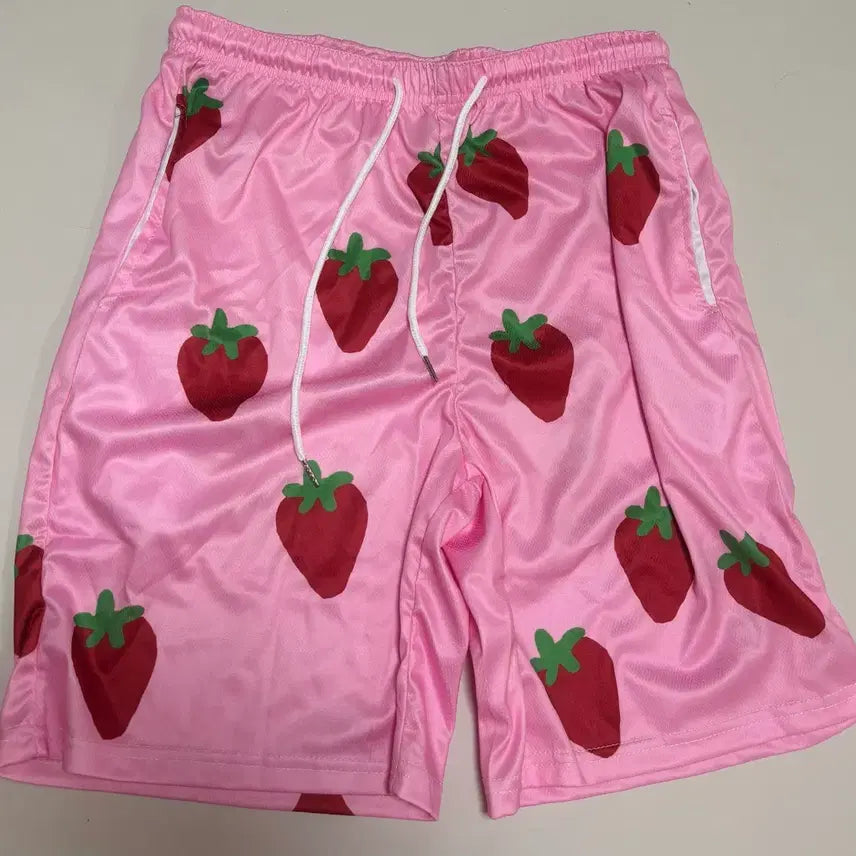 [BUNJANG] Pink Strawberry Half Pants - Size M / 새상품 은혼 분홍 딸기 반 바지 M
