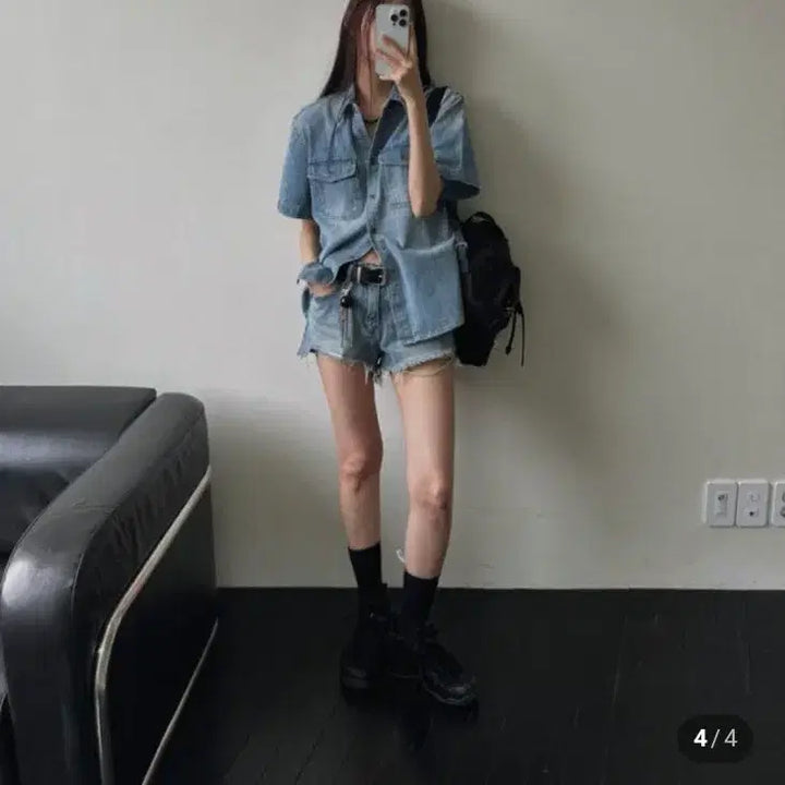 [BUNJANG] TEMPTING Vintage Wash Denim Shirt / 템팅  TEMPTING  크러쉬 남방  셔츠  새상품