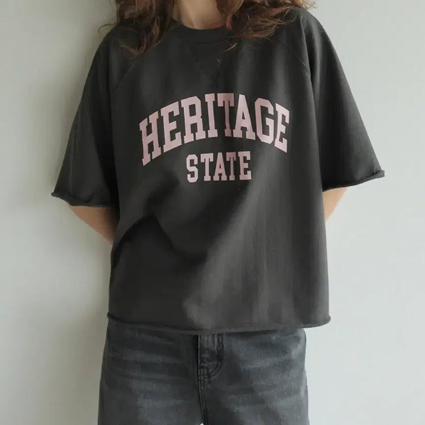 [BUNJANG] Heritage State 5-Part Sleeve T-Shirt / 헤리티지 스테이트 5부 티셔츠