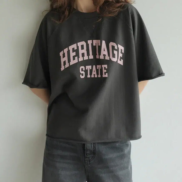 [BUNJANG] Heritage State 5-Part Sleeve T-Shirt / 헤리티지 스테이트 5부 티셔츠