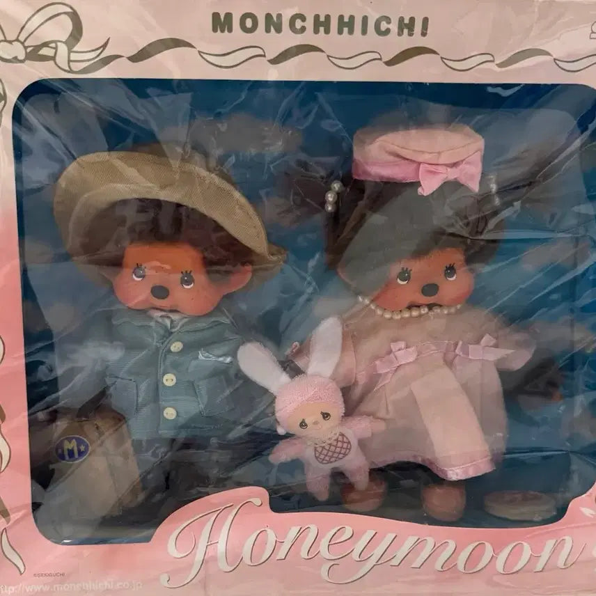 [BUNJANG] Monchhichi Classic Wedding Honeymoon Series Set / 새상품 고전 웨딩 신혼여행 시리즈 몬치치 세트