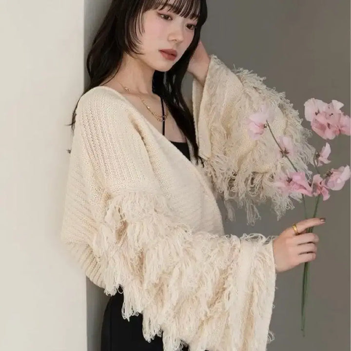 [BUNJANG] Hinari Fringe Loop Knit Cardigan / Hinari 루프 프린지 니트 카디건 일브 일본