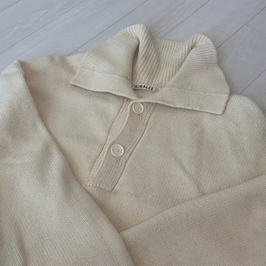 [SOLD OUT] 오라리 하드 트위스트 메리노 울 빅 폴로 아이보리 5size