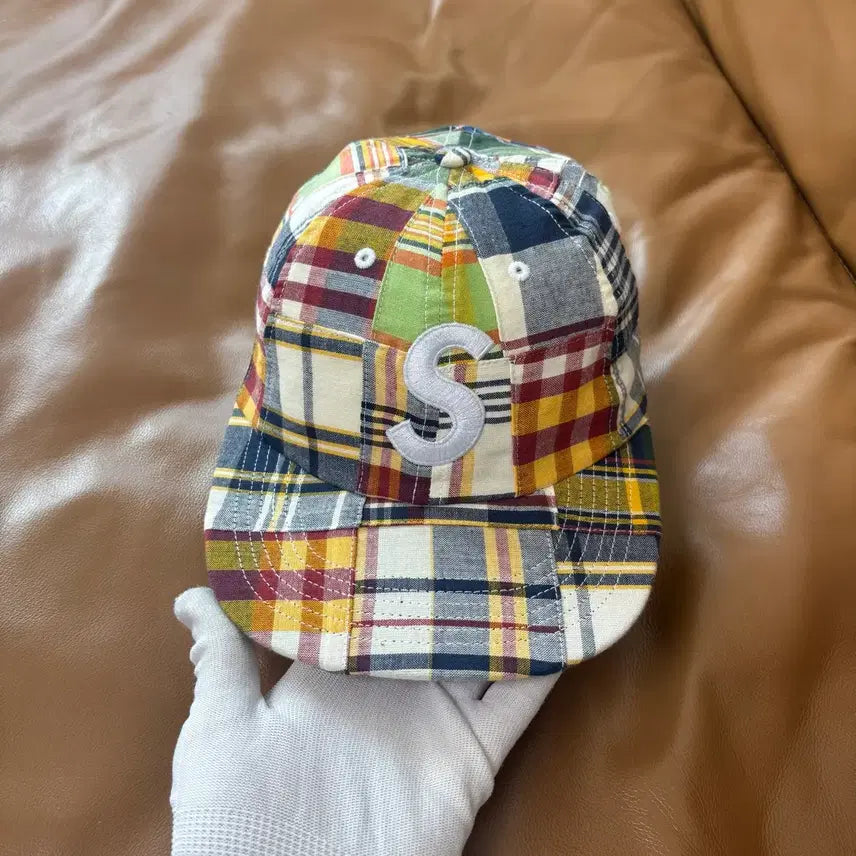 [BUNJANG] Supreme S Logo Madras Check 6-Panel Cotton Twill Cap / 슈프림 S로고 6패널 볼캡 모자 마드라스 체크