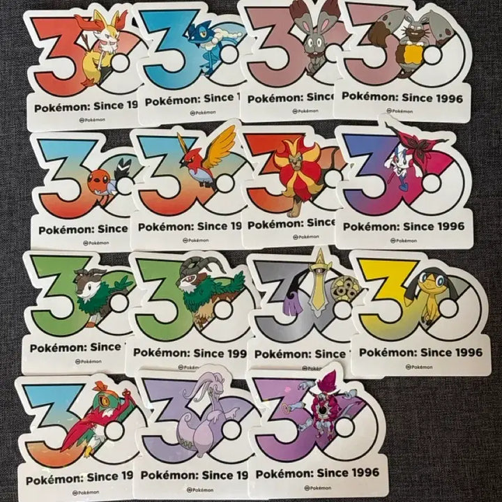[BUNJANG] Pokemon 30th Anniversary Kalos Region Logo Sticker Set (15 Pieces) / (일괄)포켓몬30주년 로고 스티커 칼로스지방 15장 세트