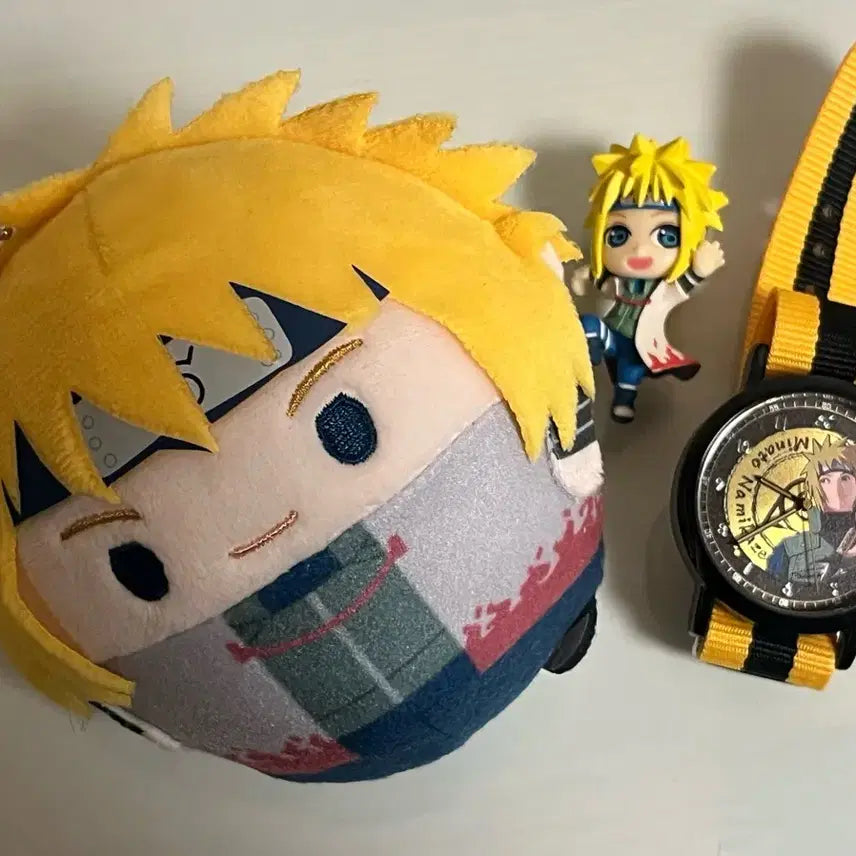 [BUNJANG] Naruto Minato Goods Bundle - Fuwaroring Plush, Towel, Watch, Ochotomo Figure / 나루토 미나토 굿즈 일괄 후와코로링 누이 타올 시계 오챠토모 피규어