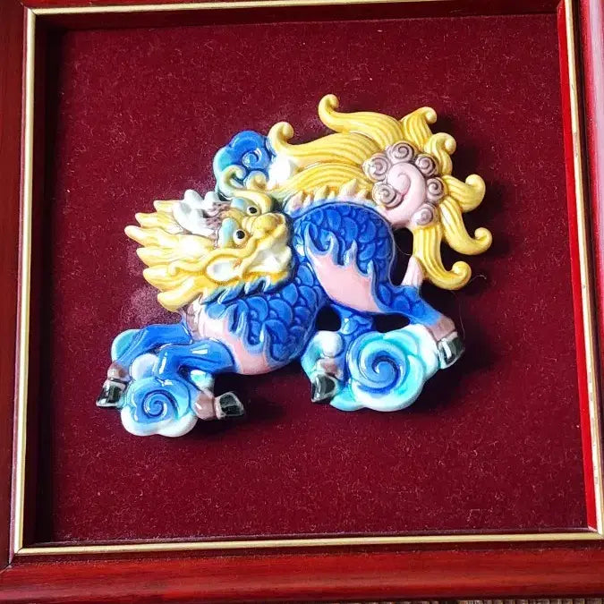 [BUNJANG] Chinese Modern History 1960s-1970s Wall Hanging Haetae Ceramic Frame Decoration / 중국근대사 196 0~1970년대벽걸이 해태 도자기 액자 장식