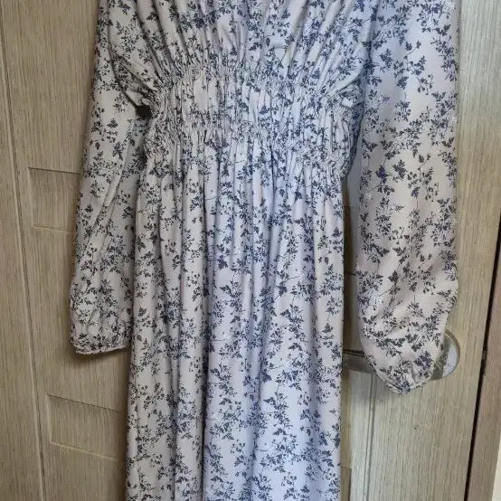 [BUNJANG] Floral Print Long Sleeve Maxi Dress Set / (새옷)밴딩 롱 원피스2종세트