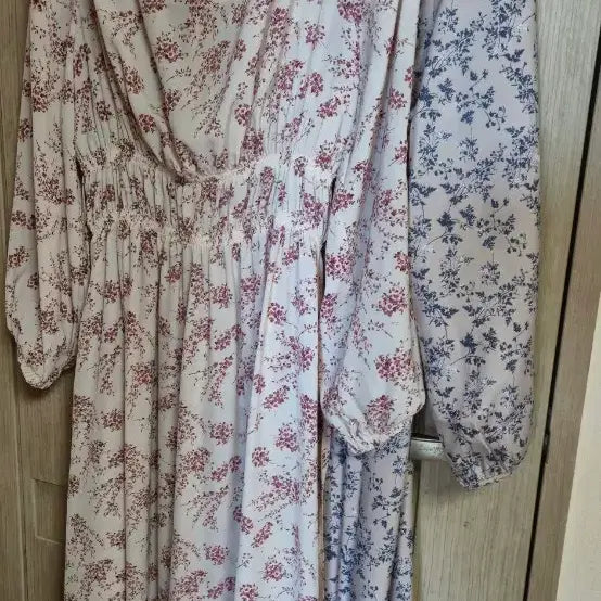 [BUNJANG] Floral Print Long Sleeve Maxi Dress Set / (새옷)밴딩 롱 원피스2종세트