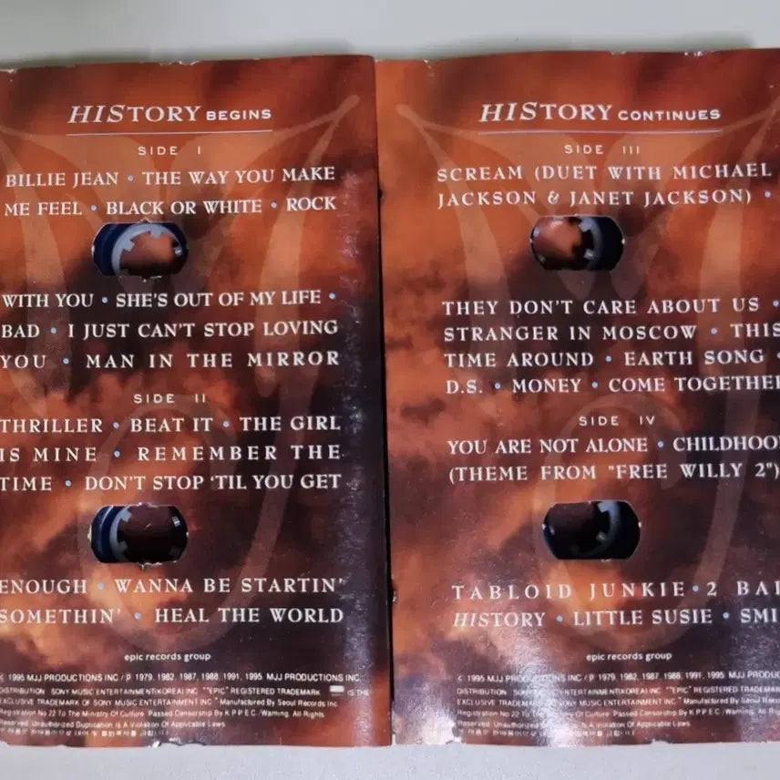 [BUNJANG] Michael Jackson HIStory 2-Tape Cassette Tape (Unsealed) / 마이클 잭슨 히스토리 2TAPE (개봉 카세트테이프)