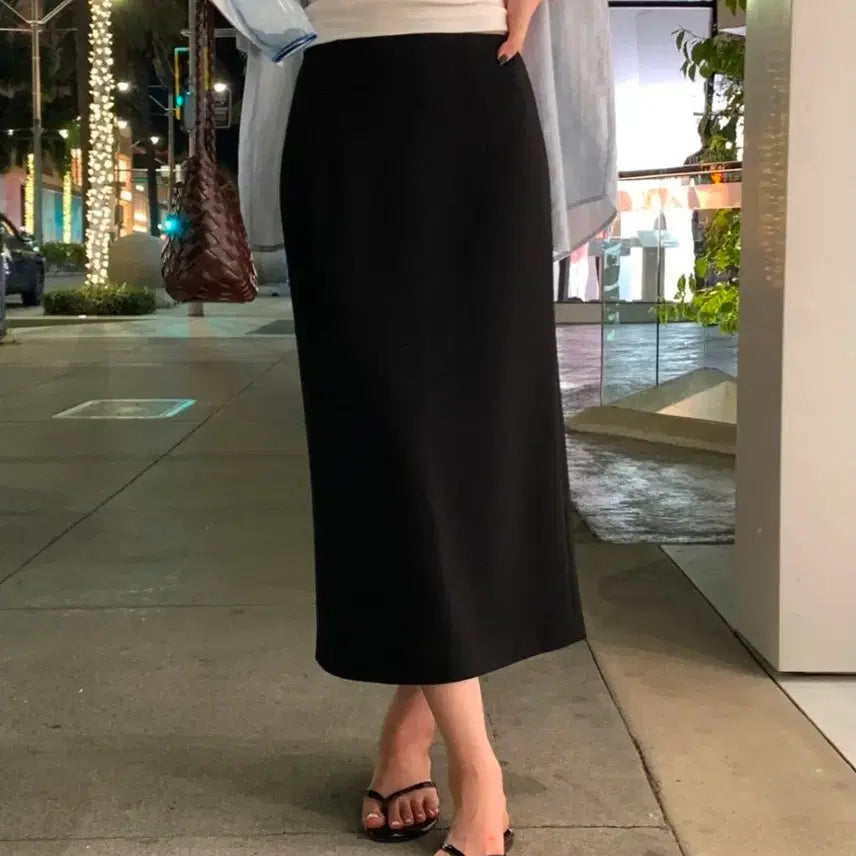 [BUNJANG] Pinr Homemade Lermade Chewy Banding Skirt - Black / 핀르 자체제작 르메이드 쫀득 밴딩 스커트 